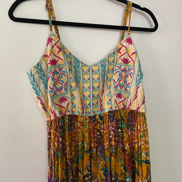 Raga Multicolor Embroidered Floral Maxi Dress India Anthropologie Medium - Picture 2 of 8